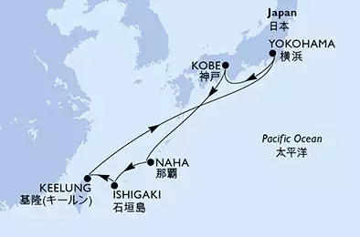 Yokohama,Kobe,Naha,Ishigaki,Keelung,Yokohama