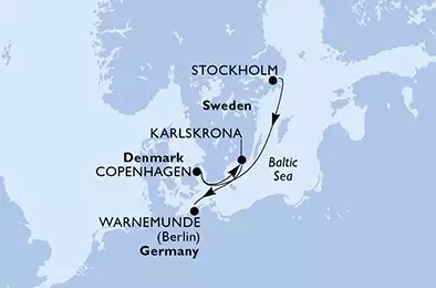 Stockholm,Copenhagen,Karlskrona,Warnemunde