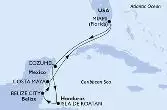 Miami,Cozumel,Isla de Roatan,Belize City,Costa Maya,Miami