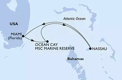 MSC MAGNIFICA - trasa 4 nocy podróż z: Miami, United States w dniu 16/09/2024 - Miami,Ocean Cay,Nassau,Miami