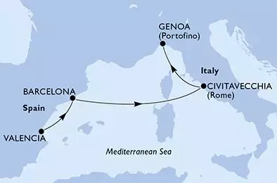 Valencia,Barcelona,Civitavecchia,Genoa
