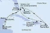 Miami,Belize City,Cozumel,Nassau,Ocean Cay,Miami,Ocean Cay,Puerto Plata,San Juan,Nassau,Miami