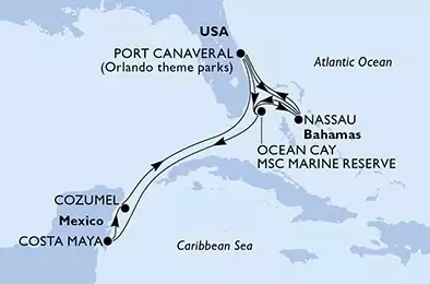 Port Canaveral,Nassau,Ocean Cay,Costa Maya,Cozumel,Port Canaveral,Ocean Cay,Nassau,Port Canaveral