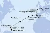 Fort de France,Pointe-a-Pitre,Philipsburg,Ponta Delgada,Lisbon,La Coruna,Le Havre