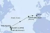 Fort de France,Pointe-a-Pitre,Philipsburg,Ponta Delgada,Lisbon