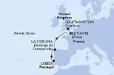 Lisbon,La Coruna,Le Havre,Southampton