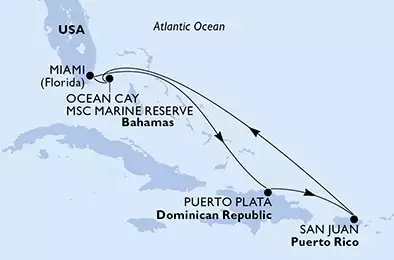 MSC SEASCAPE - trasa 7 nocy podróż z: Miami United States w dniu 09/11/2024 - United States,Dominican Republic,Puerto Rico,Bahamas