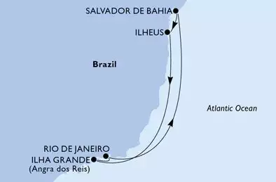 MSC ORCHESTRA  - trasa 7 nocy podróż z: Rio de Janeiro, Brazil w dniu 02/03/2025 - Rio de Janeiro,Salvador,Ilheus,Ilha Grande,Rio de Janeiro