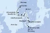 Copenhagen,Warnemunde,Stavanger,Eidfjord,Kristiansand,Oslo,Copenhagen