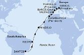 Santos,Recife,Mindelo,Casablanca,Valencia,Barcelona,Marseille,Genoa