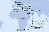 Piraeus,Heraklion,Rhodes,Suez Canal North,Suez Canal South,Jeddah,Port Victoria,Port Louis,Port Louis,La Possession,Durban