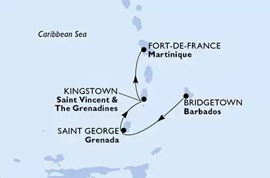Bridgetown,Saint George,Kingstown,Fort de France