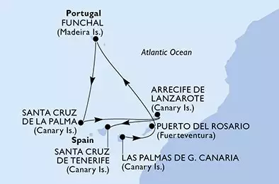Las Palmas de G.Canaria,Puerto del Rosario,Funchal,Santa Cruz de La Palma,Arrecife de Lanzarote,Santa Cruz de Tenerife