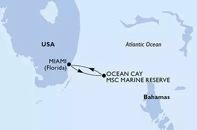 MSC SEASIDE - trasa 3 nocy podróż z: Miami United States w dniu 03/04/2026 - Miami,Ocean Cay,Miami