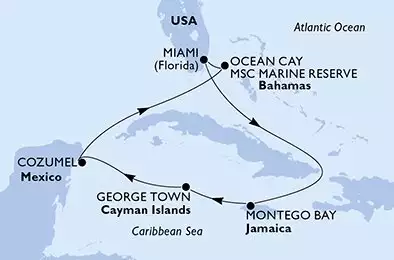 MSC SEASCAPE - trasa 7 nocy podróż z: Miami United States w dniu 28/12/2024 - United States,Jamaica,Cayman Islands,Mexico,Bahamas