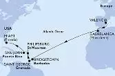 Valencia,Casablanca,Bridgetown,Saint George,Philipsburg,San Juan,Miami