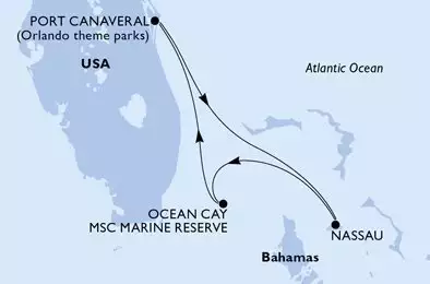 MSC SEASHORE - trasa 3 nocy podróż z: Port Canaveral United States w dniu 05/02/2026 - United States,Bahamas