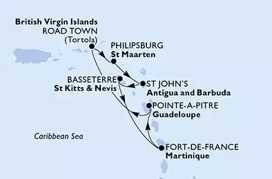 MSC VIRTUOSA - trasa 7 nocy podróż z: Pointe-a-Pitre Guadeloupe w dniu 14/12/2025 - Pointe-a-Pitre,Road Town,Philipsburg,St John s,Basseterre,Fort de France,Pointe-a-Pitre