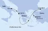 Izmir,Istanbul,Corfu,Bari