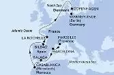 Marseille,Barcelona,Malaga,Casablanca,Bilbao,La Rochelle,Copenhagen,Warnemunde