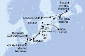 Copenhagen,Warnemunde,Ronne,Visby,Riga,Tallinn,Kotka,Stockholm,Stockholm,Copenhagen