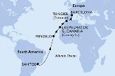 Santos,Mindelo,Las Palmas de G.Canaria,Tangier,Barcelona