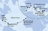 Miami,Road Town,Santa Cruz de Tenerife,Barcelona,Cannes,Civitavecchia,Mykonos,Kusadasi,Santorini,Naples,Civitavecchia