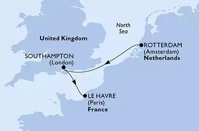 MSC VIRTUOSA - trasa 2 nocy podróż z: Rotterdam Netherlands w dniu 19/11/2025 - Netherlands,United Kingdom,France
