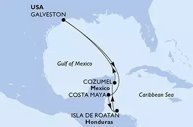 MSC SEASCAPE - trasa 7 nocy podróż z: Galveston United States w dniu 08/11/2026 - Galveston,Costa Maya,Isla de Roatan,Cozumel,Galveston