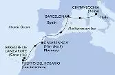 Arrecife de Lanzarote,Puerto del Rosario,Casablanca,Barcelona,Civitavecchia