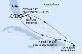 Miami,Nassau,Ocean Cay,Miami,Ocean Cay,San Juan,Puerto Plata,Miami