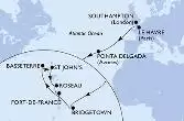 Southampton,Le Havre,Ponta Delgada,Bridgetown,Basseterre,St John s,Roseau,Fort de France