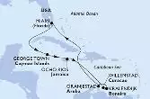 Miami,George Town,Ocho Rios,Willemstad,Kralendijk,Oranjestad,Miami