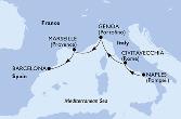 Naples,Civitavecchia,Genoa,Marseille,Barcelona