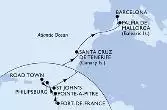 Fort de France,Pointe-a-Pitre,Philipsburg,Road Town,St John s,Santa Cruz de Tenerife,Palma de Mallorca,Barcelona