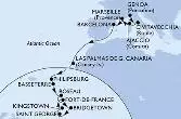 Genoa,Civitavecchia,Ajaccio,Marseille,Barcelona,Las Palmas de G.Canaria,Philipsburg,Basseterre,Roseau,Bridgetown,Saint George,Kingstown ,Fort de France