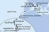 Civitavecchia,Ajaccio,Marseille,Barcelona,Las Palmas de G.Canaria,Philipsburg,Basseterre,Roseau,Bridgetown,Saint George,Kingstown,Fort de France