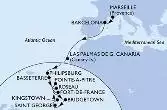 Marseille,Barcelona,Las Palmas de G.Canaria,Philipsburg,Basseterre,Roseau,Bridgetown,Saint George,Kingstown,Fort de France,Pointe-a-Pitre