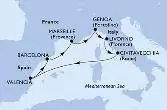 Livorno,Civitavecchia,Valencia,Barcelona,Marseille,Genoa,Livorno