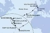 Southampton,Le Havre,Ponta Delgada,Bridgetown,Basseterre,St John s,Roseau,Fort de France,Pointe-a-Pitre