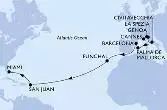 Cannes,Genoa,La Spezia,Civitavecchia,Palma de Mallorca,Barcelona,Funchal,San Juan,Miami