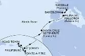 Pointe-a-Pitre,Philipsburg,Road Town,St John s,Santa Cruz de Tenerife,Palma de Mallorca,Barcelona,Marseille