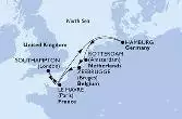 Southampton,Le Havre,Hamburg,Rotterdam,Zeebrugge,Le Havre,Southampton