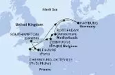 Zeebrugge,Cherbourg,Le Havre,Southampton,Hamburg,Rotterdam,Zeebrugge