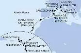 Fort de France,Pointe-a-Pitre,Philipsburg,Road Town,St John s,Santa Cruz de Tenerife,Palma de Mallorca,Barcelona,Marseille,La Spezia,Naples
