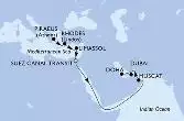 Piraeus,Rhodes,Limassol,Suez Canal North,Suez Canal South,Muscat,Doha,Dubai,Dubai