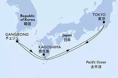MSC BELLISSIMA - trasa 5 nocy podróż z: Tokyo Japan w dniu 29/04/2026 - Tokyo,Gangjeong,Kagoshima,Tokyo
