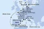 Kiel,Copenhagen,Amsterdam,Cherbourg,Malaga,Alicante,Barcelona,Marseille,Genoa