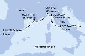 Barcelona,Marseille,Genoa,La Spezia,Civitavecchia