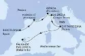 Barcelona,Marseille,Genoa,La Spezia,Civitavecchia,Palma de Mallorca